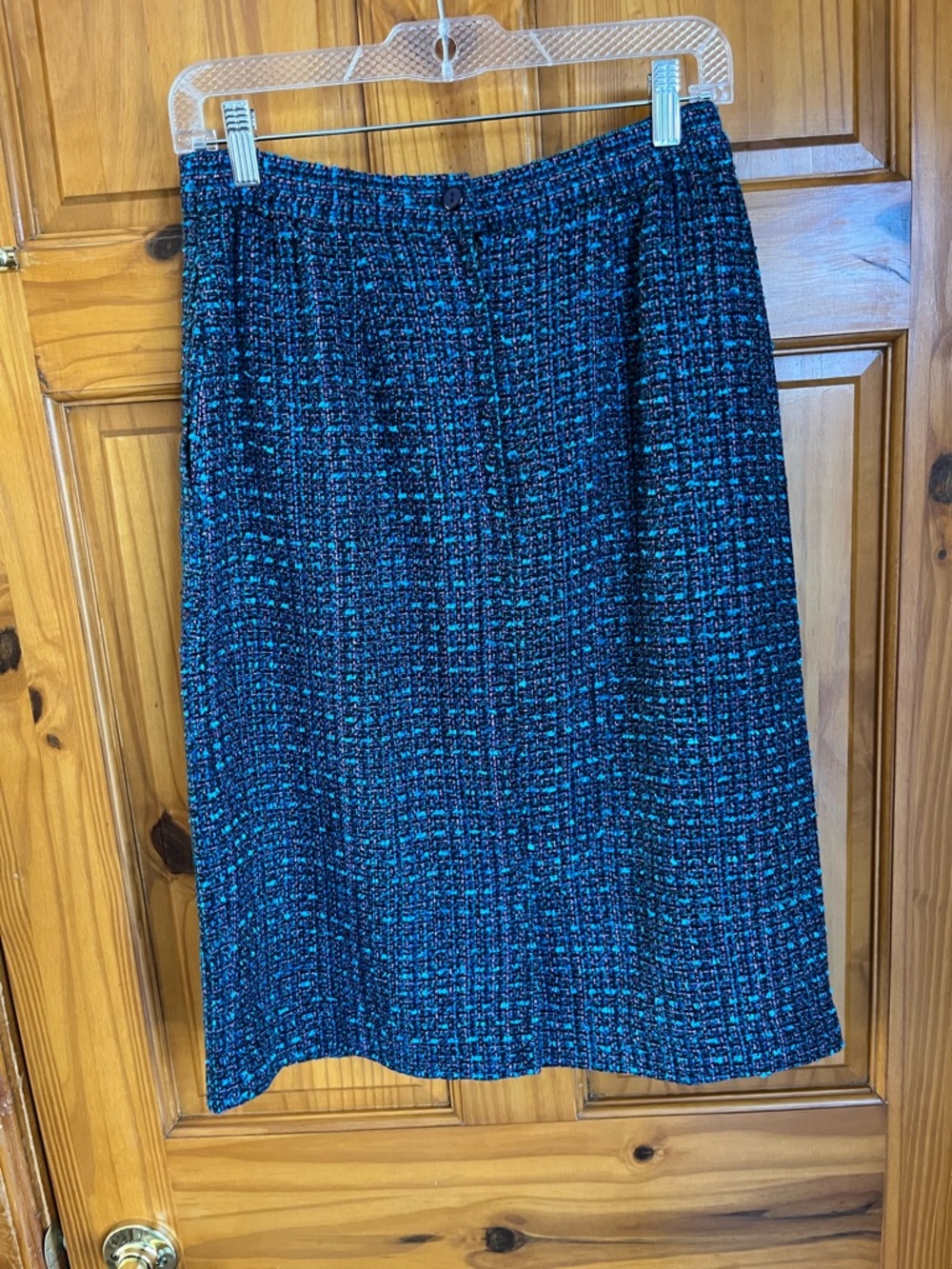 Appleseed's Navy and Teal Tweed Pencil Skirt - Picture 2 of 5